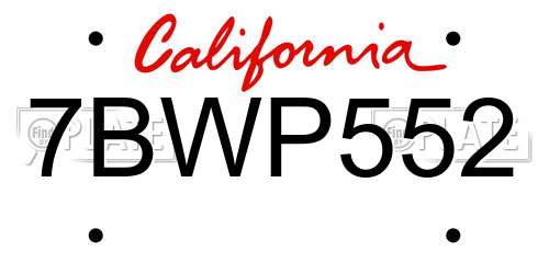 7BWP552 California License Plate