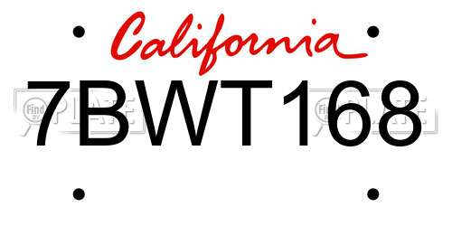 7BWT168 California License Plate