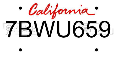 7BWU659 California License Plate