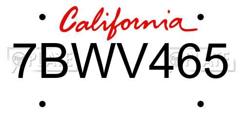 7BWV465 California License Plate