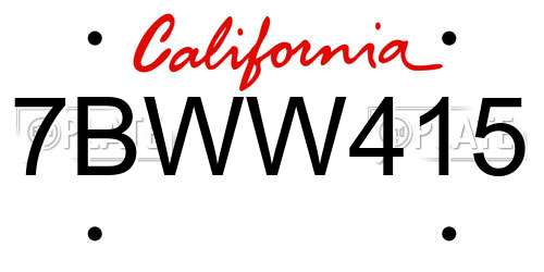 7BWW415 California License Plate