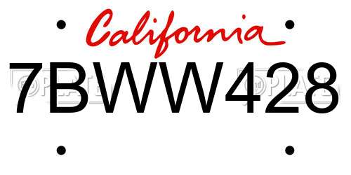 7BWW428 California License Plate