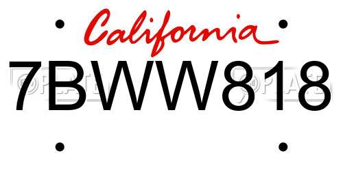 7BWW818 California License Plate