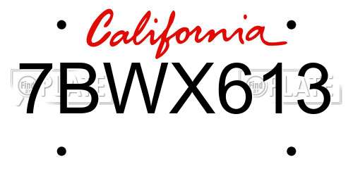 7BWX613 California License Plate