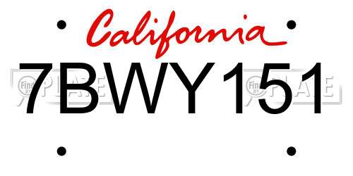 7BWY151 California License Plate