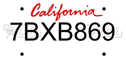 7BXB869 California License Plate