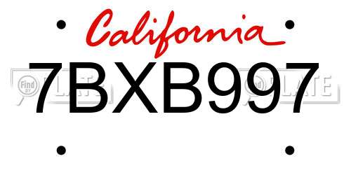 7BXB997 California License Plate