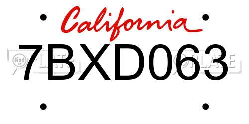 7BXD063 California License Plate