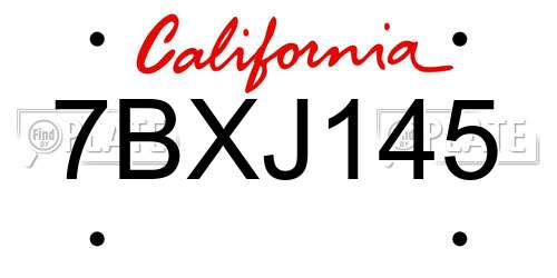 7BXJ145 California License Plate