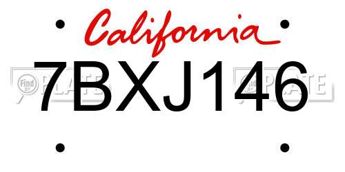7BXJ146 California License Plate