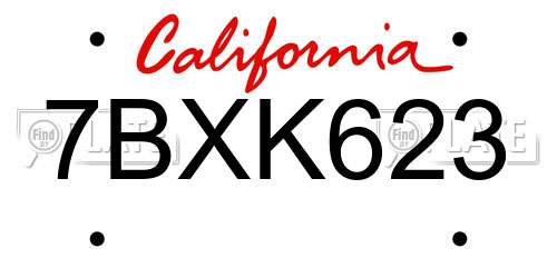 7BXK623 California License Plate