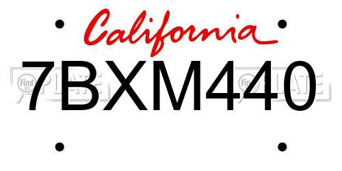 7BXM440 California License Plate