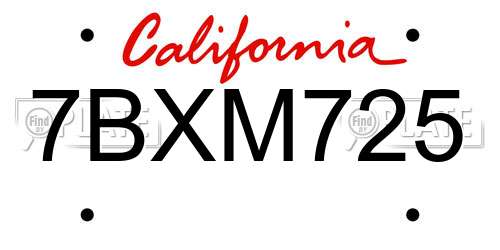 7BXM725 California License Plate