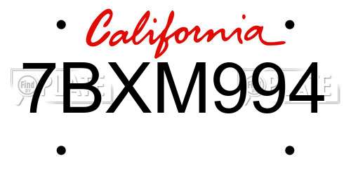 7BXM994 California License Plate