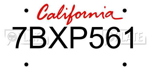 7BXP561 California License Plate