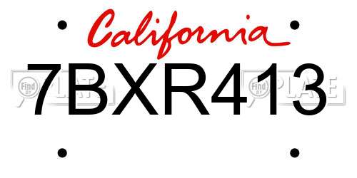 7BXR413 California License Plate