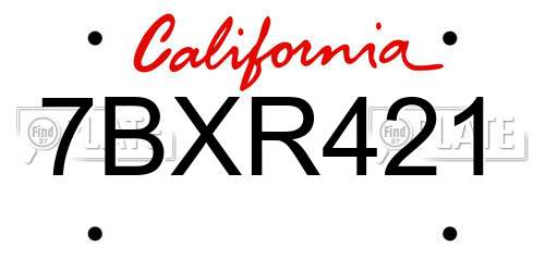 7BXR421 California License Plate