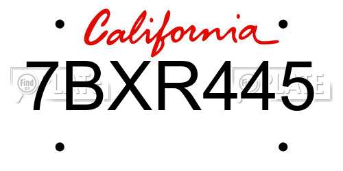 7BXR445 California License Plate