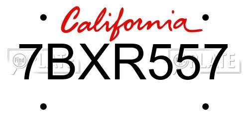 7BXR557 California License Plate