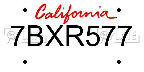 7BXR577 California License Plate