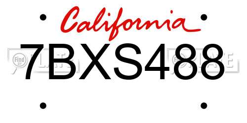 7BXS488 California License Plate
