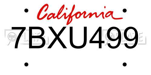 7BXU499 California License Plate