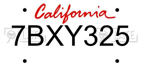 7BXY325 California License Plate