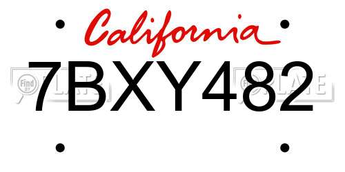 7BXY482 California License Plate