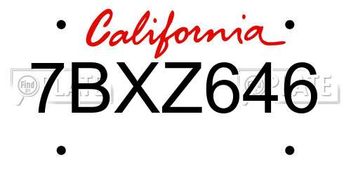 7BXZ646 California License Plate