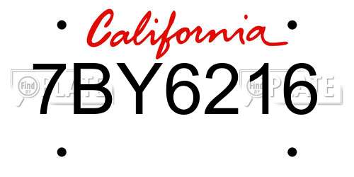 7BY6216 California License Plate