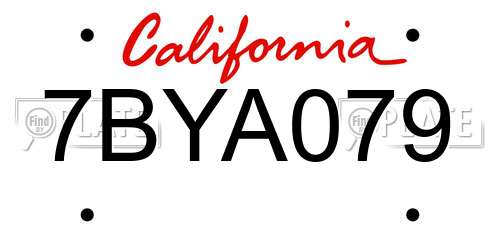 7BYA079 California License Plate