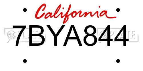7BYA844 California License Plate