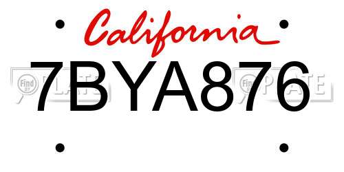7BYA876 California License Plate