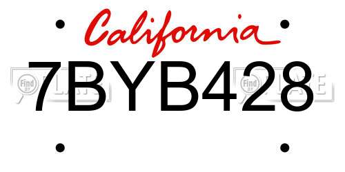 7BYB428 California License Plate