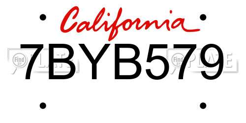 7BYB579 California License Plate