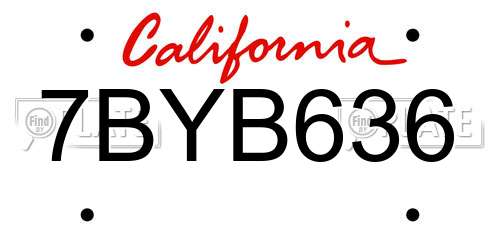 7BYB636 California License Plate