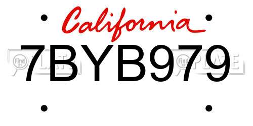 7BYB979 California License Plate