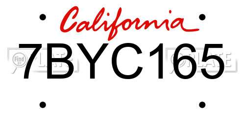 7BYC165 California License Plate