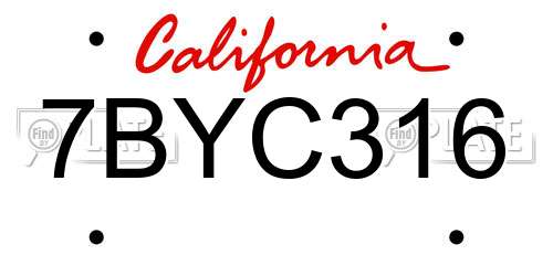 7BYC316 California License Plate