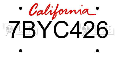 7BYC426 California License Plate