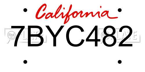 7BYC482 California License Plate