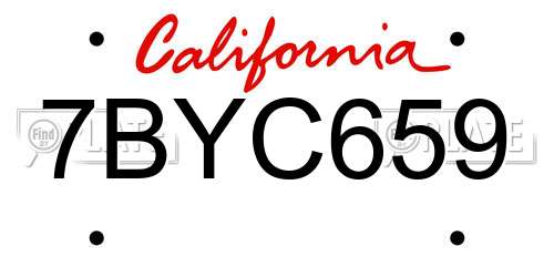 7BYC659 California License Plate