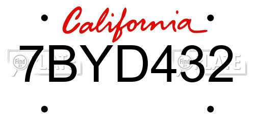 7BYD432 California License Plate