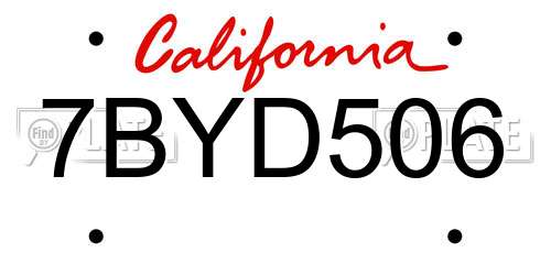 7BYD506 California License Plate