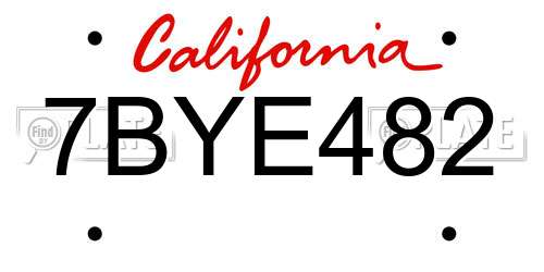 7BYE482 California License Plate