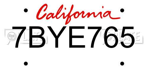 7BYE765 California License Plate