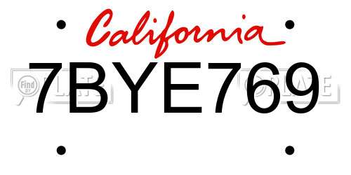 7BYE769 California License Plate