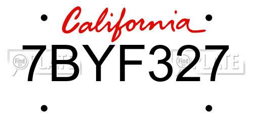 7BYF327 California License Plate