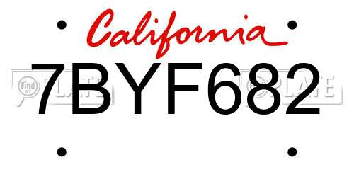 7BYF682 California License Plate
