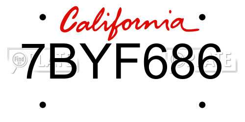 7BYF686 California License Plate